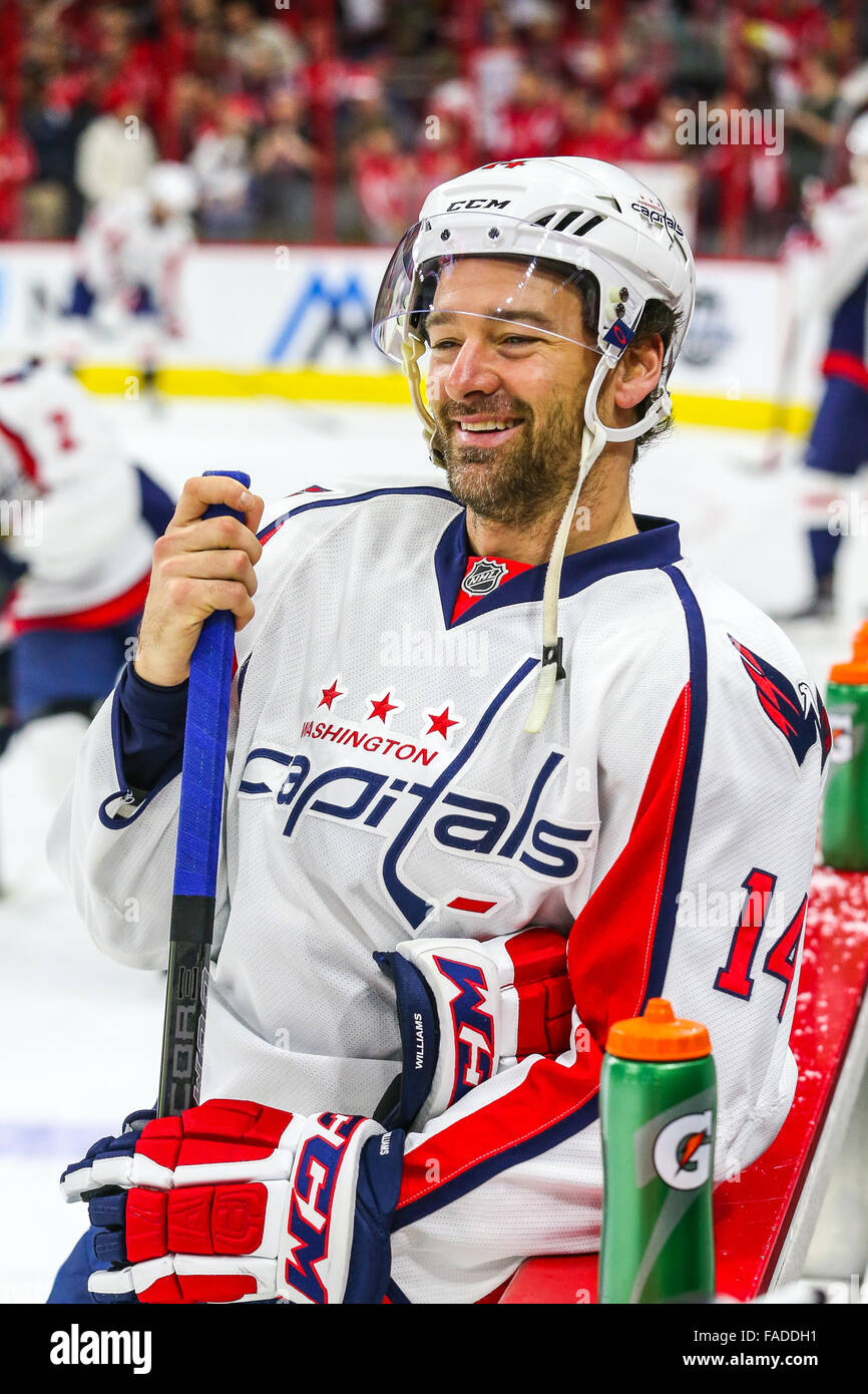 Washington Capitals right wing Justin Williams (14) during the NHL game  between the Washington Capitals and the Carolina Hurricanes at the PNC  Arena Stock Photo - Alamy