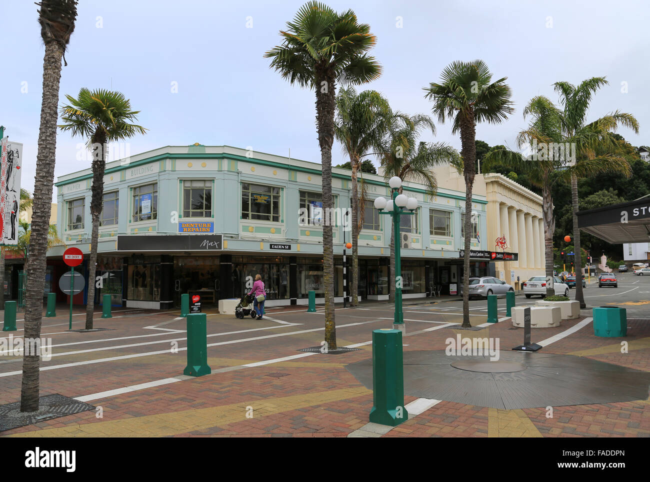 The Napier Building, an example of art deco architecture, in downtown Napier, Hawke's Bay, New Zealand. Stock Photo