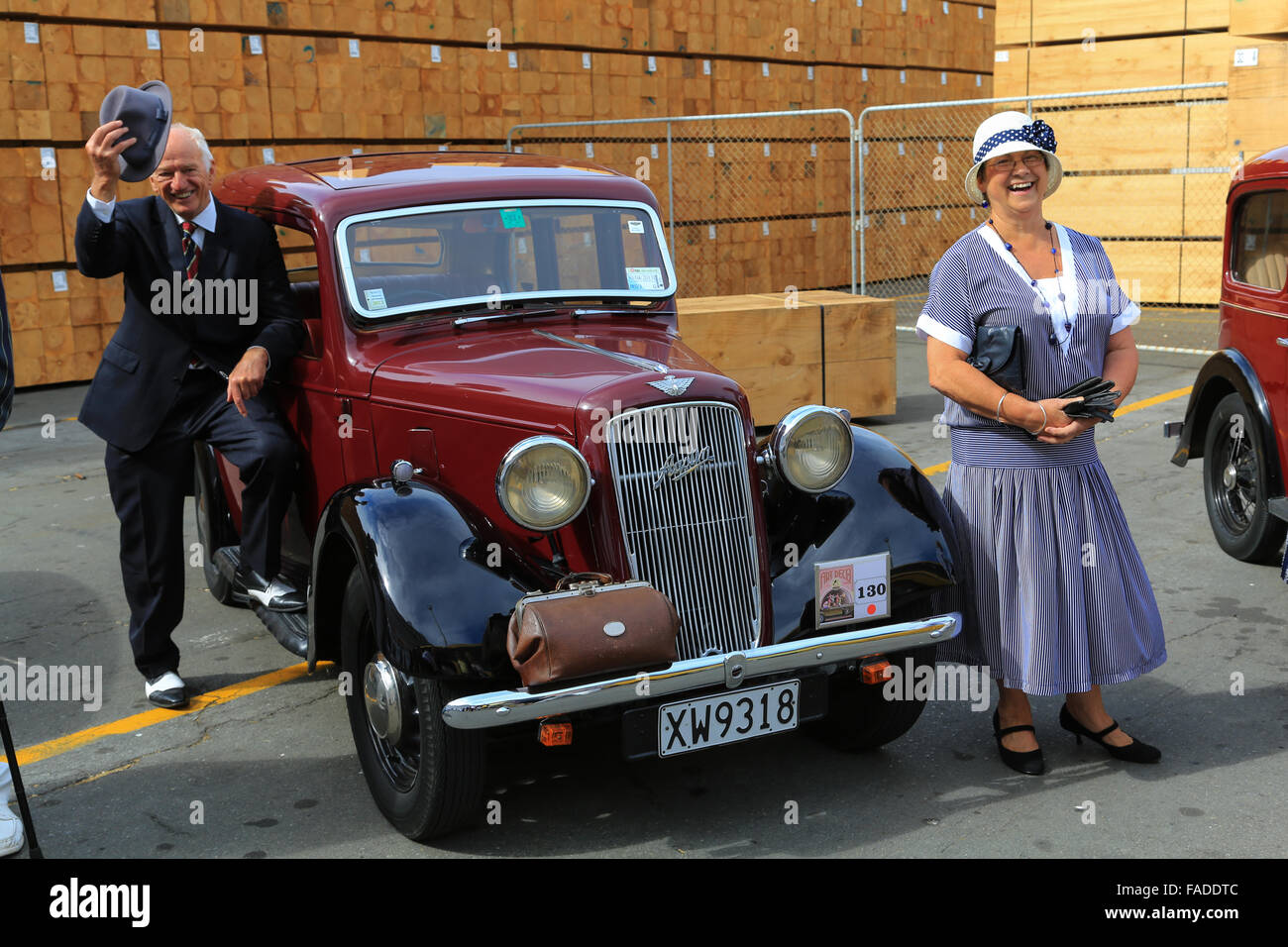 Vintage car club displaying their beautiful automobiles near a cruise