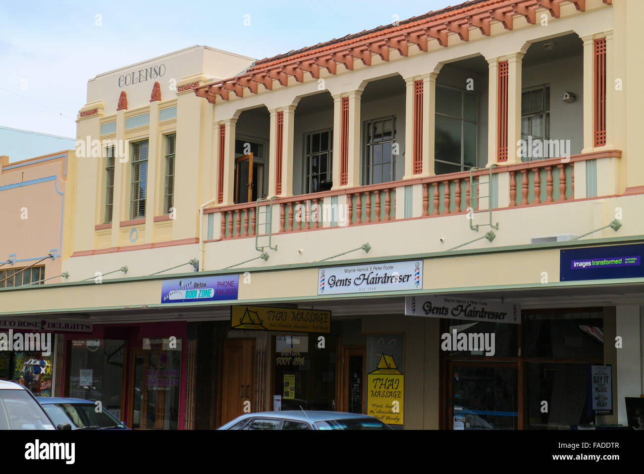 Art deco architecture on Emerson Street in downtown Napier, Hawke's Bay