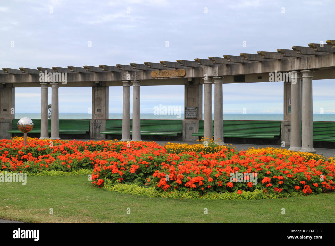 Flower garden at Veronica memorial, Napier, Hawke's Bay, New Zealand