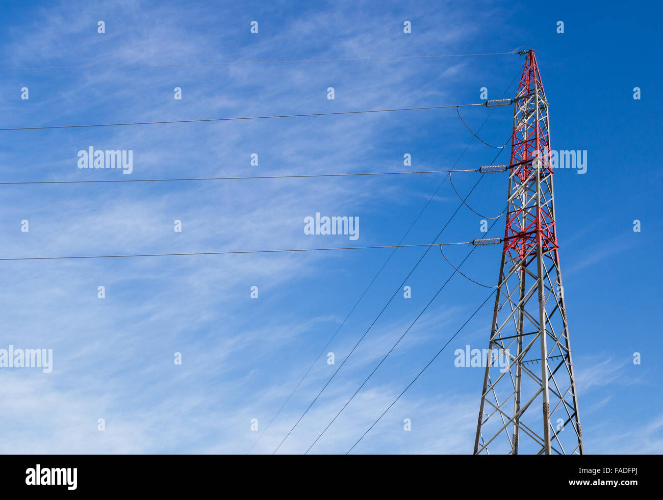 Energy Electricity Power Pylon on a Blue Sky Stock Photo - Alamy