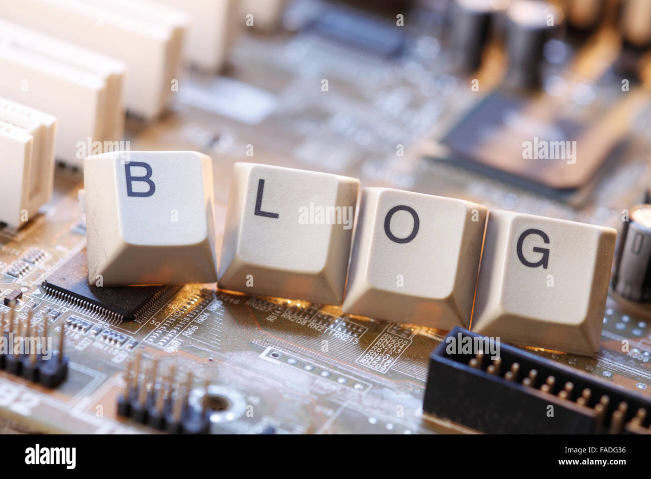 BLOG letters on the mother board Stock Photo - Alamy