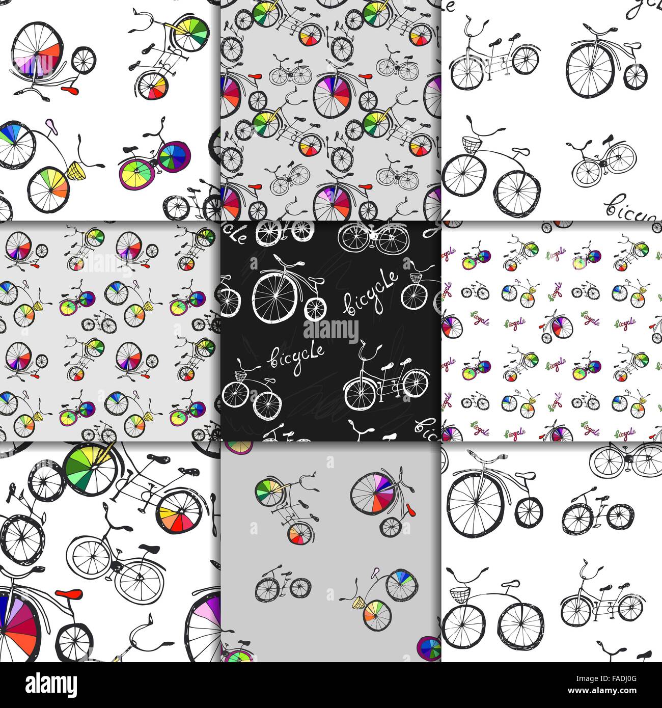 Cute doodle bicycle set Stock Vector Image & Art - Alamy
