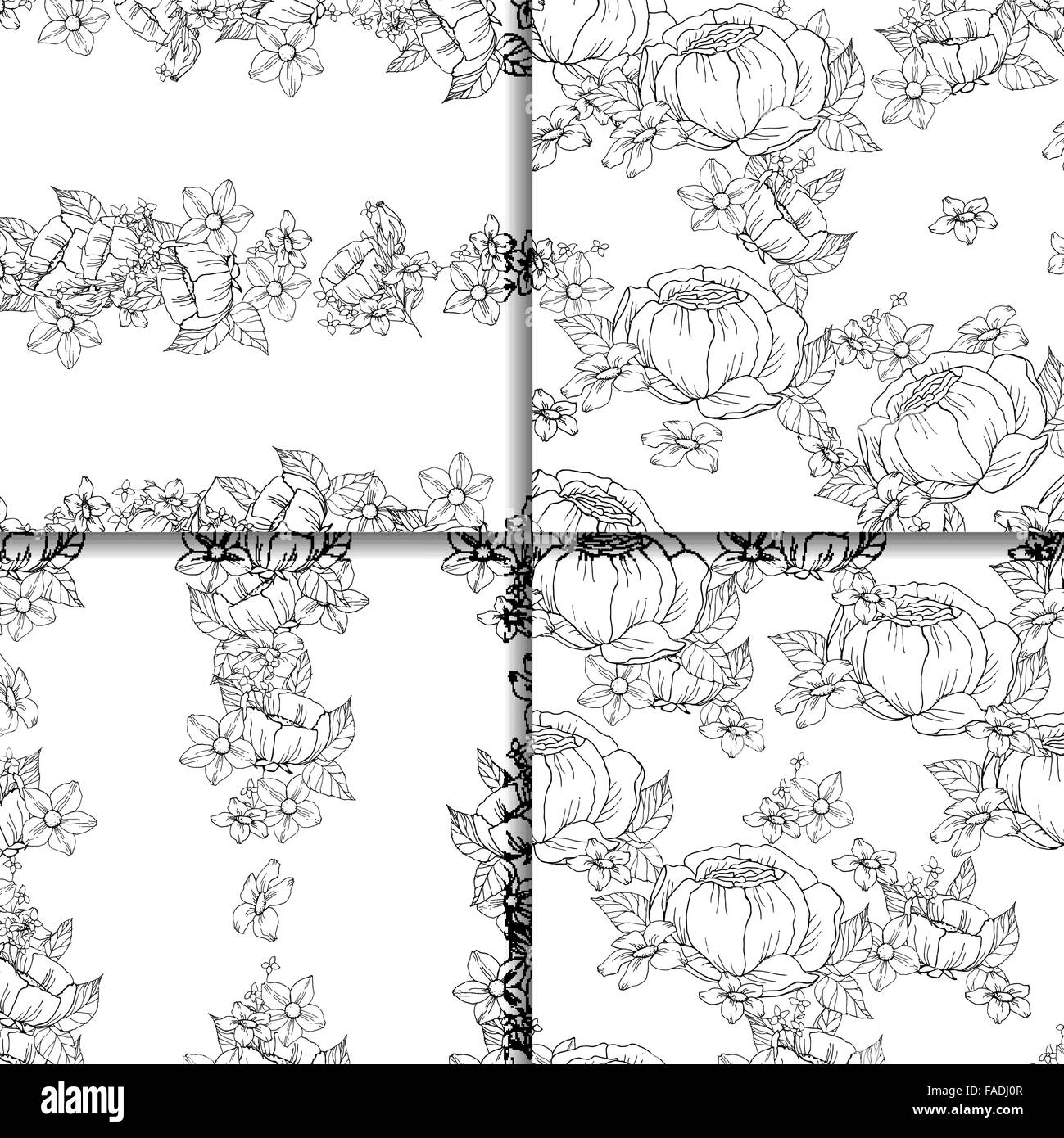 Seamless black and white floral pattern Stock Vector Image & Art - Alamy