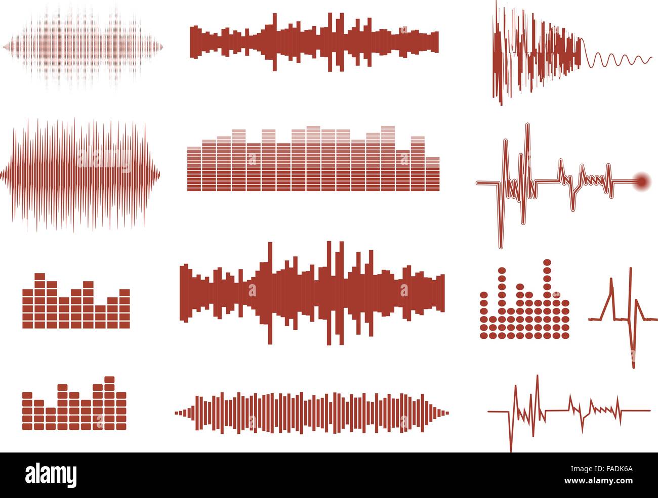 Sound waves set. Music waves icons. Audio equalizer technology. Vector ...