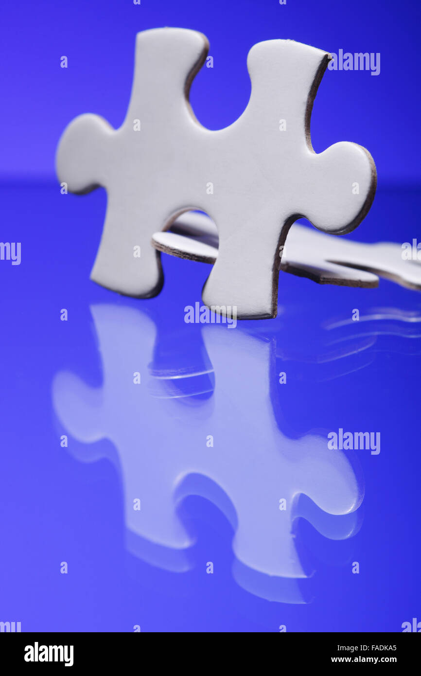 Two jigsaw puzzle parts joined together Stock Photo Alamy