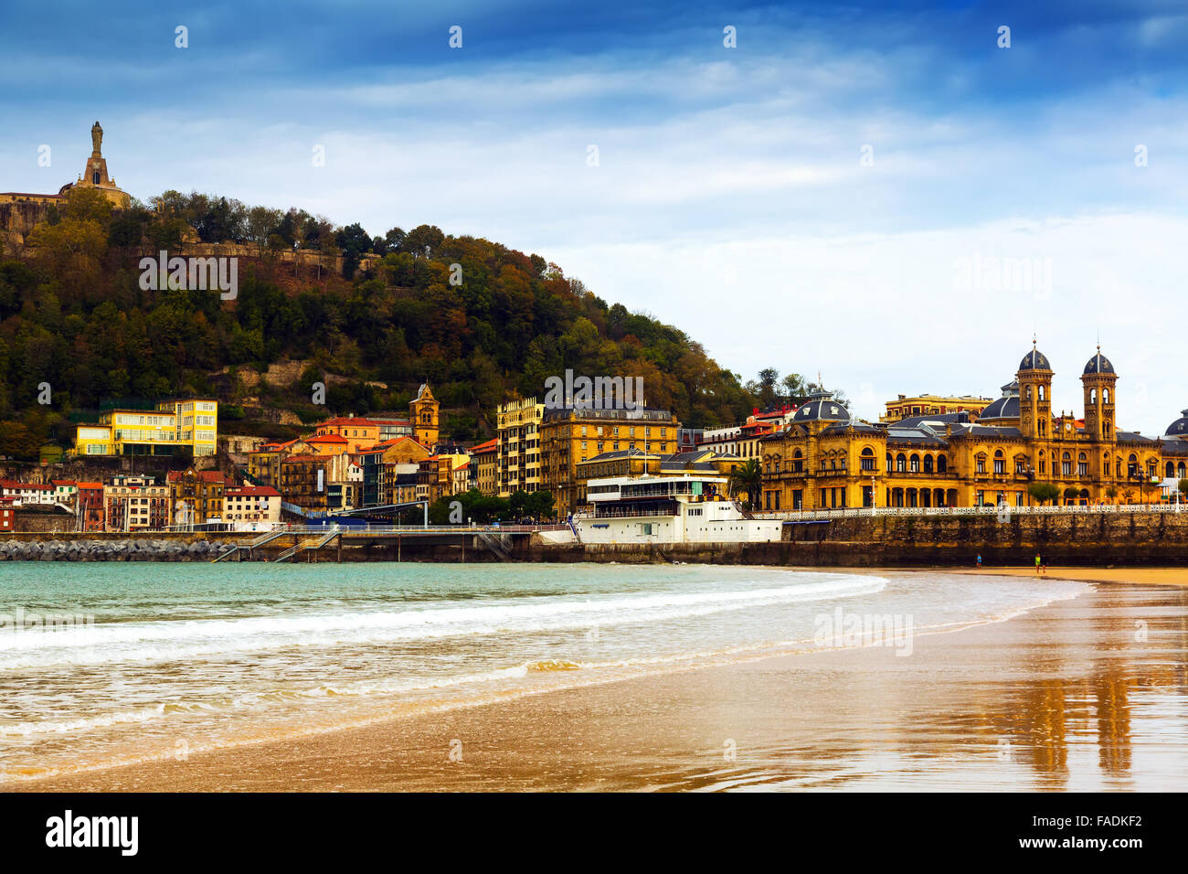 La Concha beach in autumn at San Sebastian. Basque Country Stock Photo