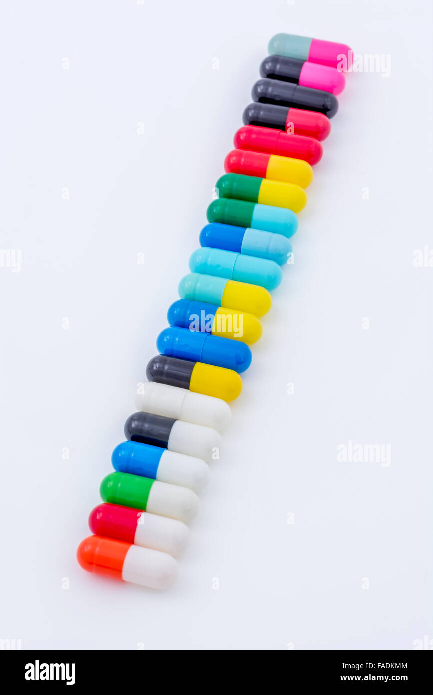 Closeup pills capsules made of gelatin. Metaphor consumer choice