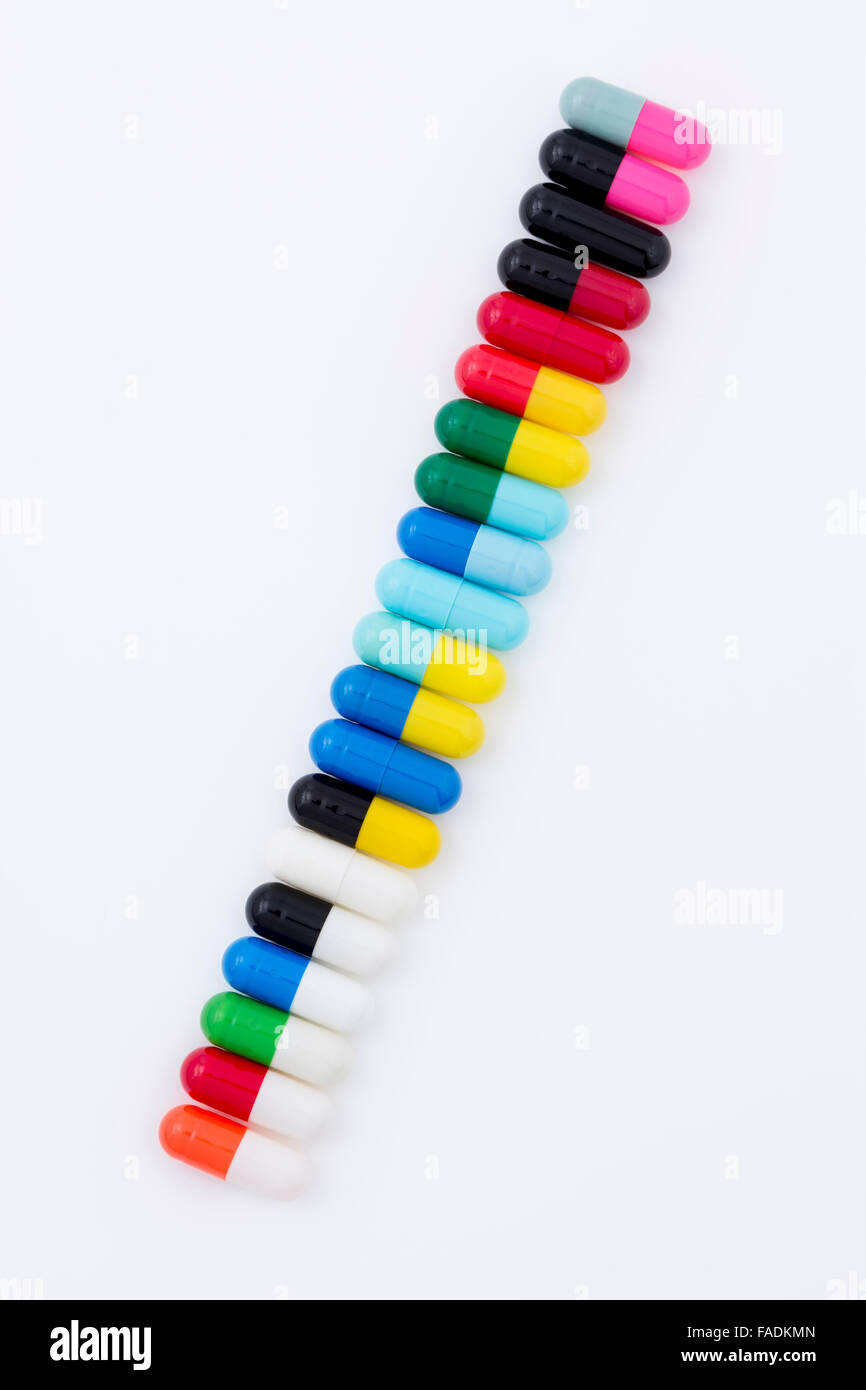 Closeup pills capsules made of gelatin. Metaphor consumer choice