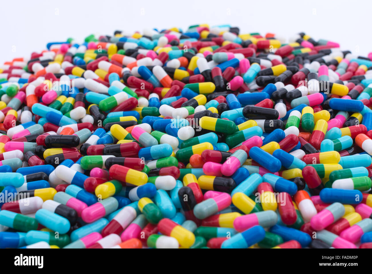 Closeup pills capsules made of gelatin. Metaphor consumer choice
