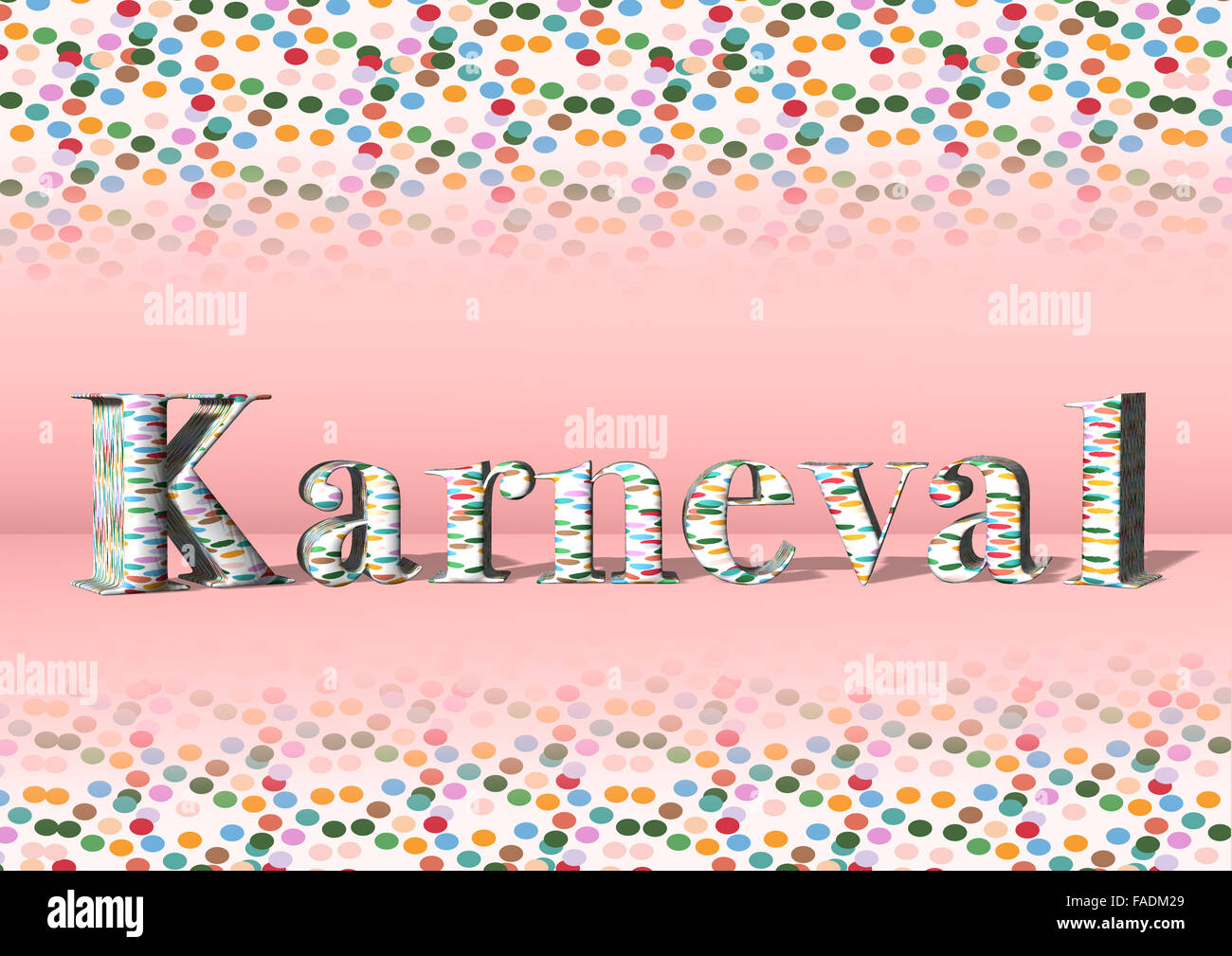 3D lettering Karneval or carnival, with colorful confetti Stock Photo