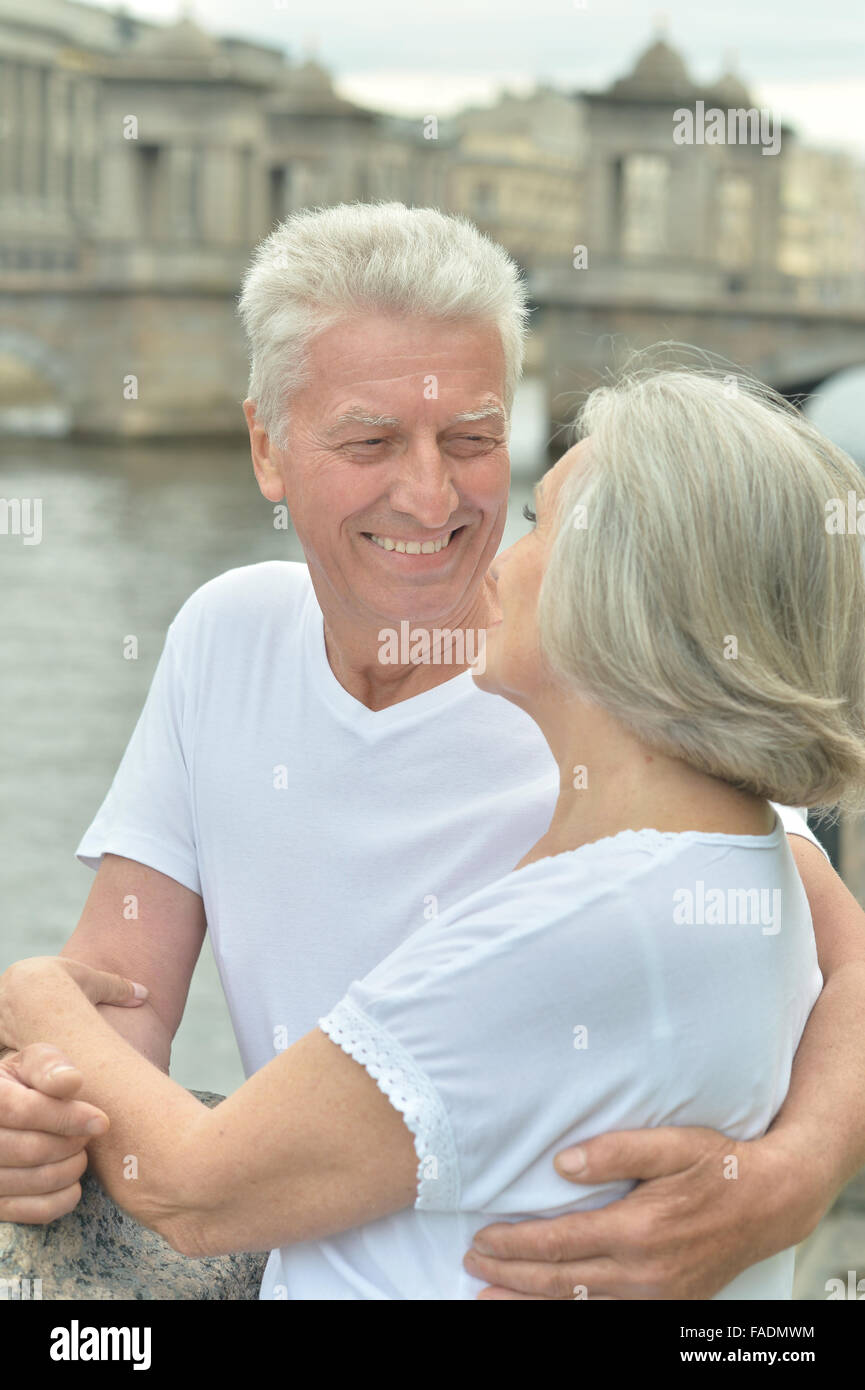 Senior couple in autumn park Stock Photo - Alamy