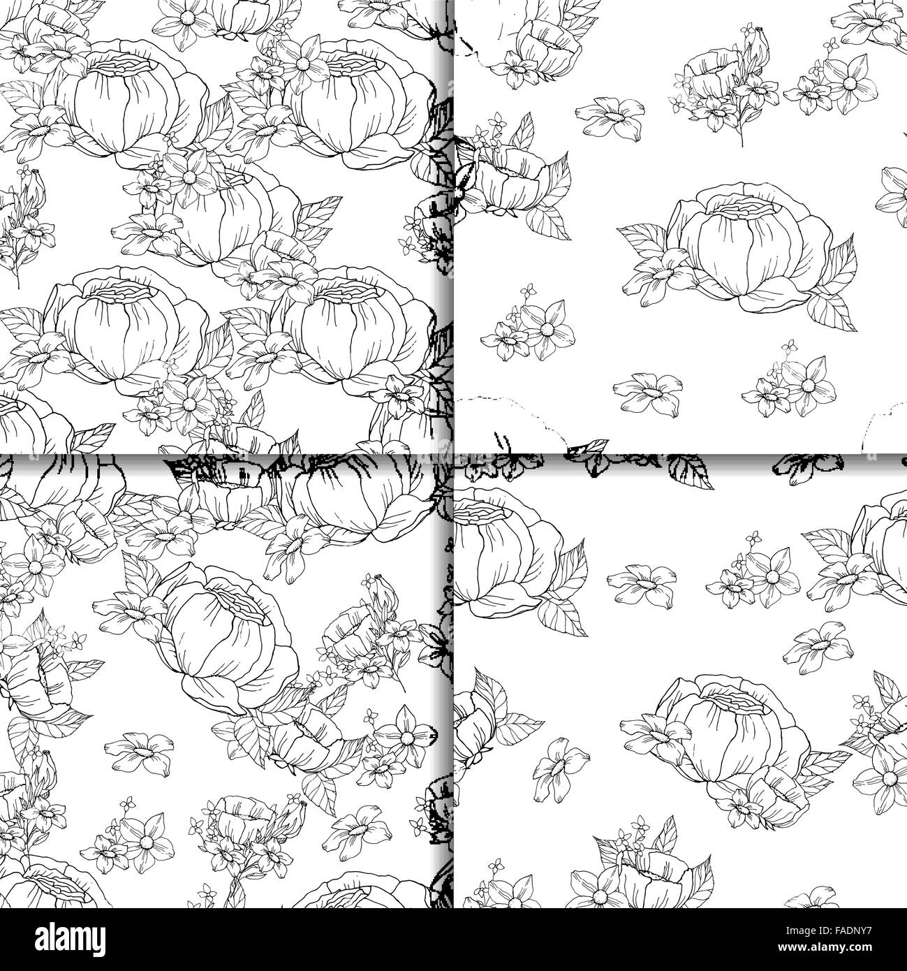 Seamless black and white floral pattern Stock Vector Image & Art - Alamy