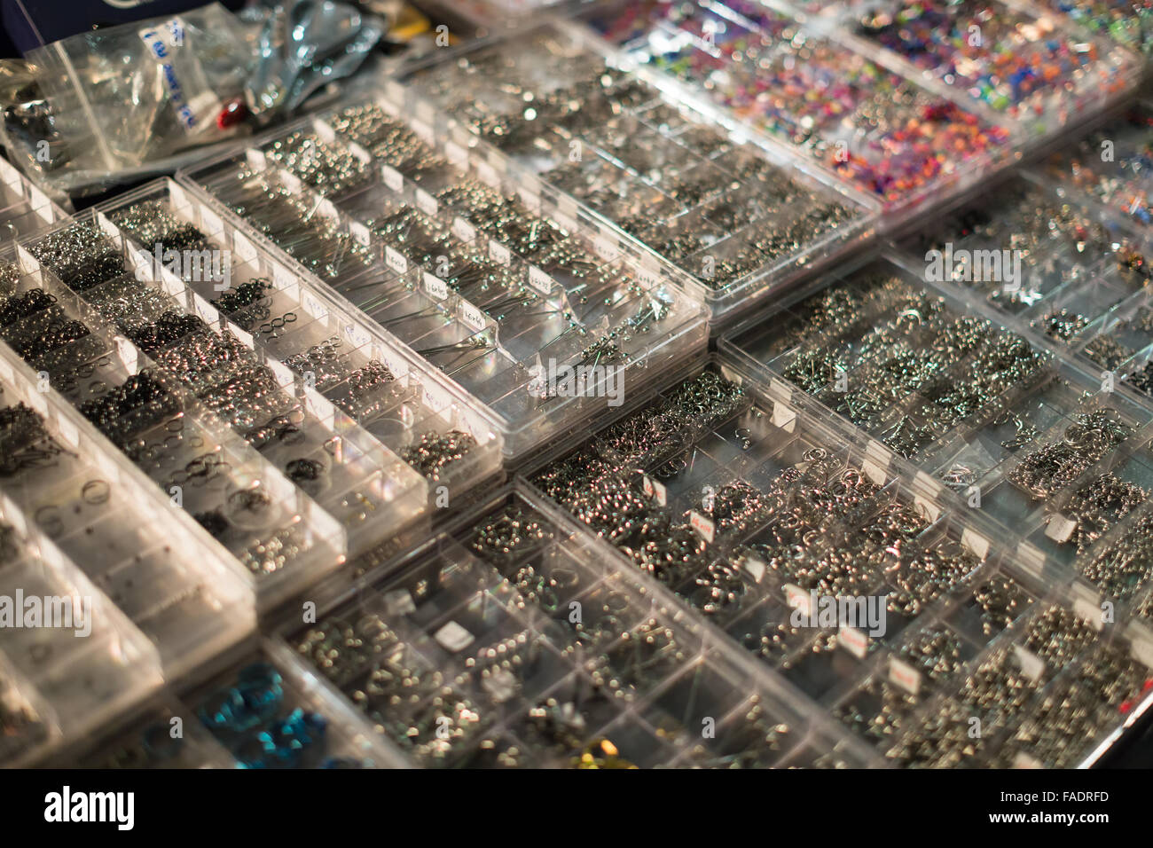 body piercing jewelry in plastic cases close up Stock Photo Alamy