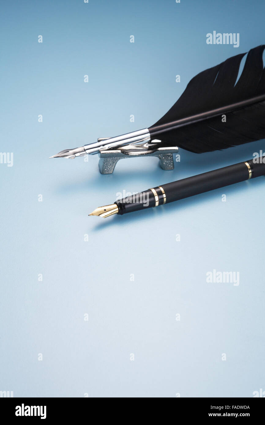 black quill with metal fountain pen nib Stock Photo Alamy