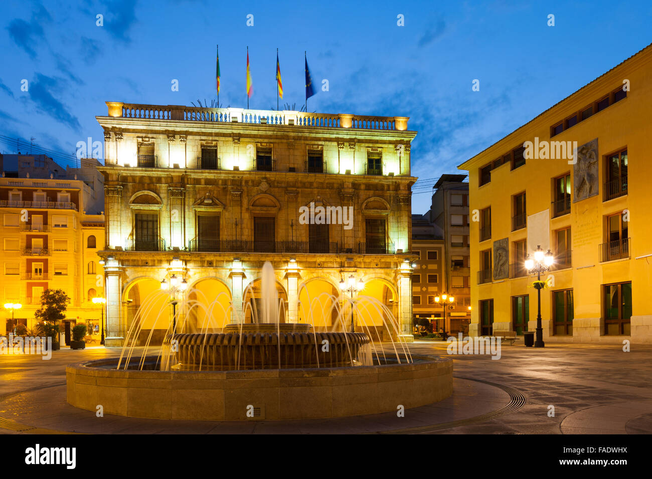 Ayuntamiento in the town square. Castellon de la Plana, Spain Stock Photo