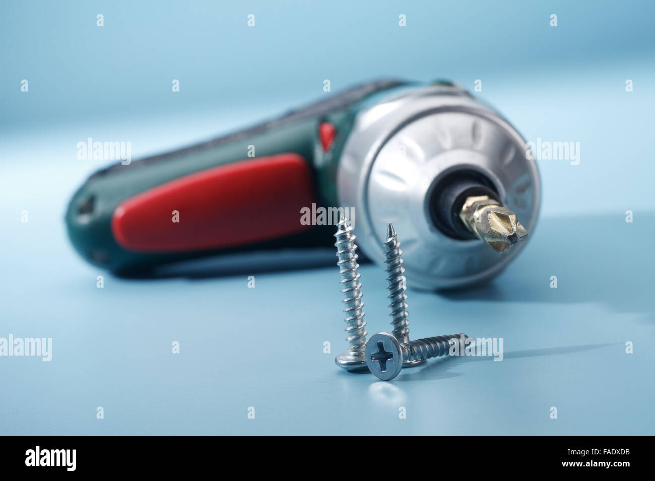 Drill with Bits and Screws Stock Photo Alamy