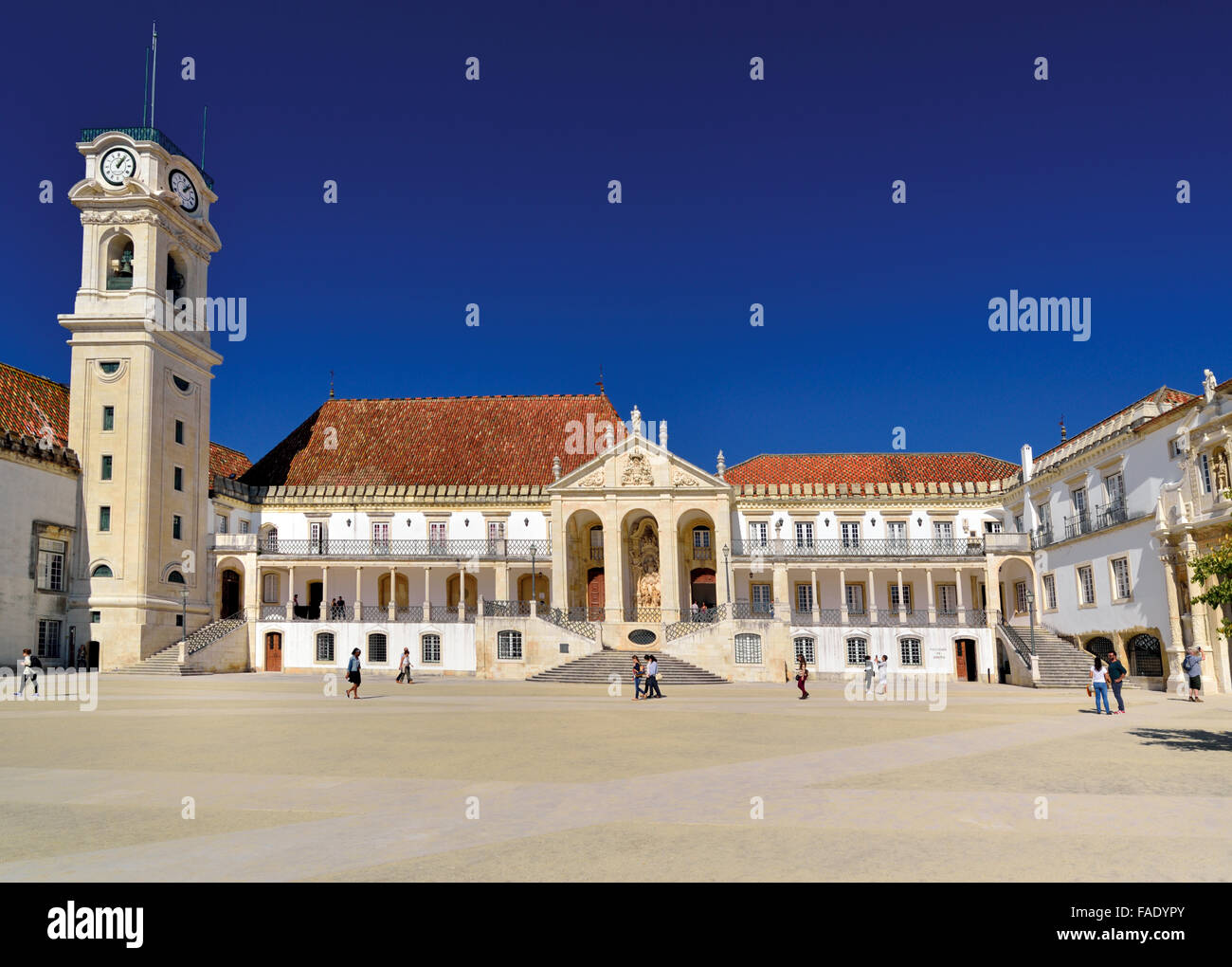 Portugal: Patio with Via Latina and bell tower of the University of Coimbra Stock Photo