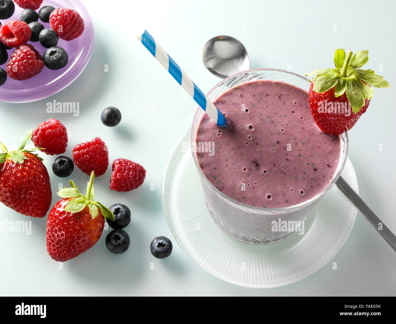 Peanut butter and jelly smoothie Stock Photo Alamy