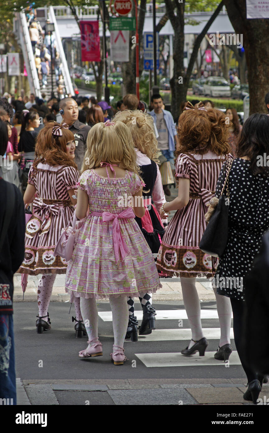 Japanese Lolita girls in Harajuku, Tokyo Stock Photo