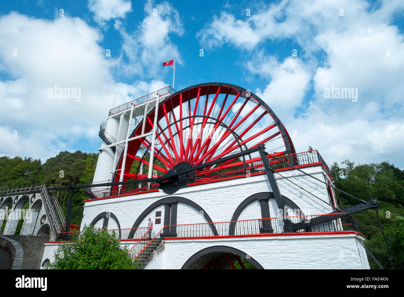 Isle of Man Laxey wheel water canal Stock Photo