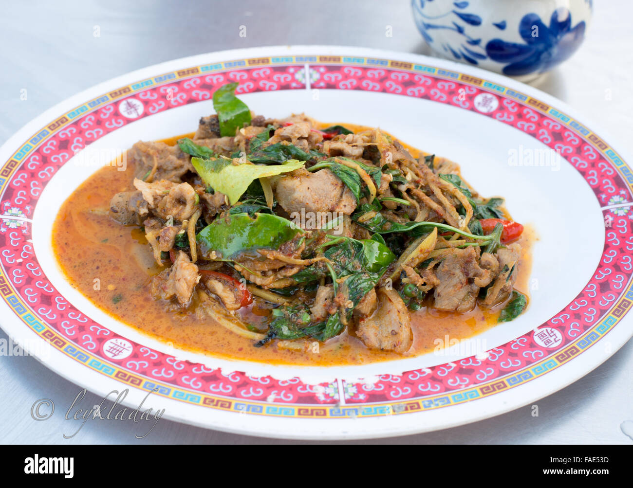 Stir Fried Wild Boar with Red Curry Stock Photo Alamy