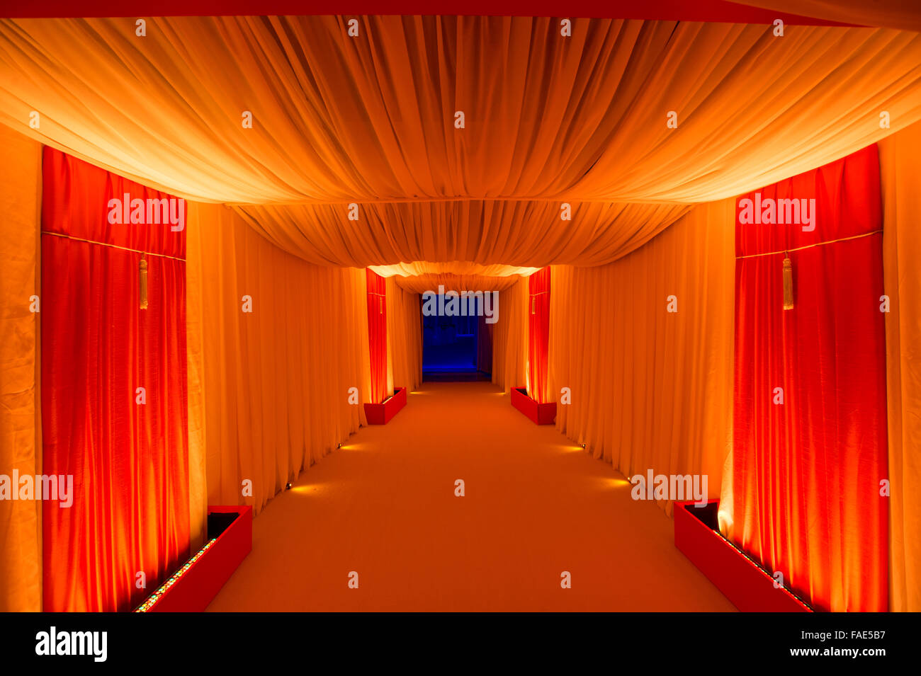 Orange draped hallway Stock Photo Alamy