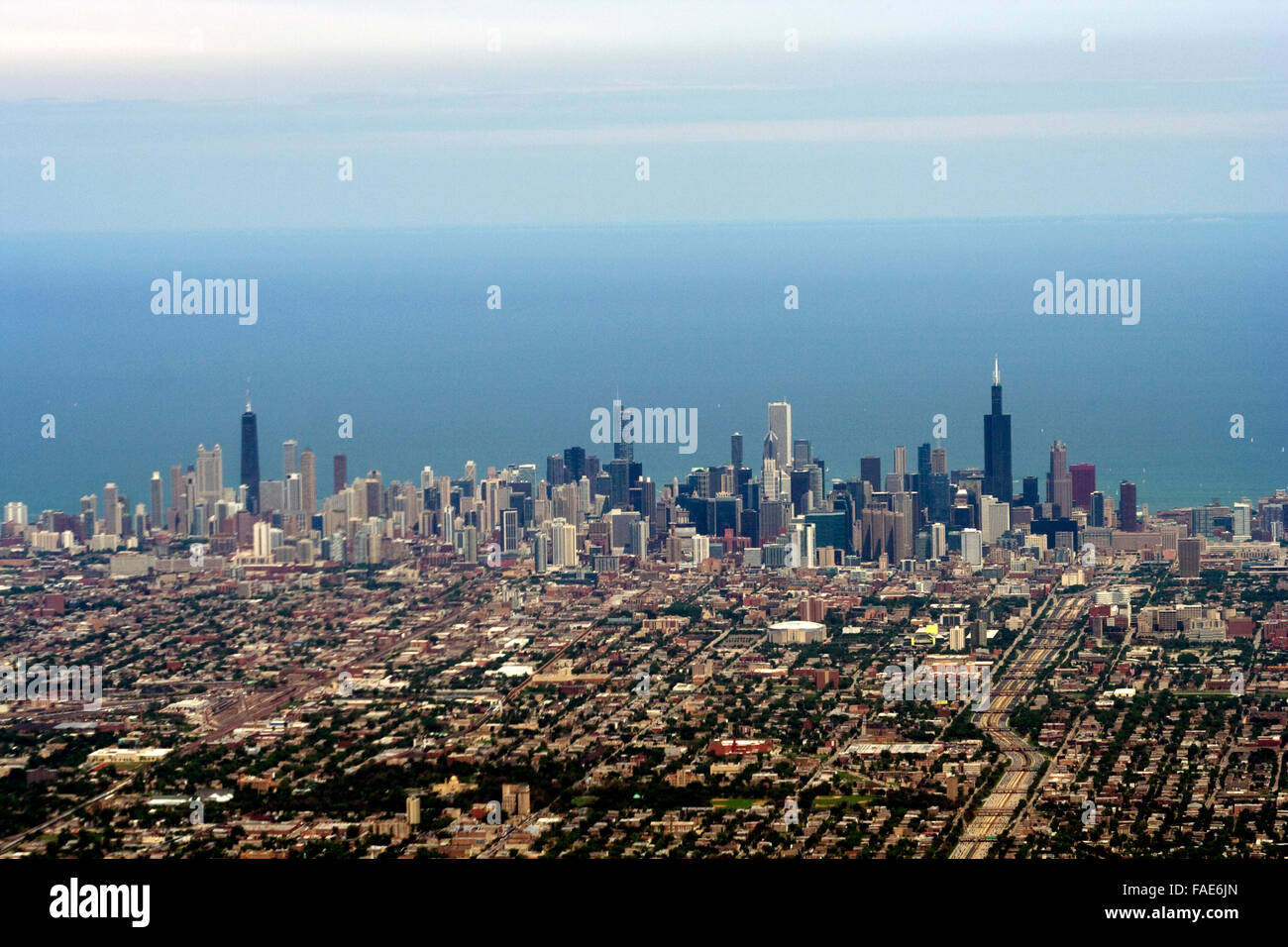 Bird eye view of Chicago downtown Stock Photo