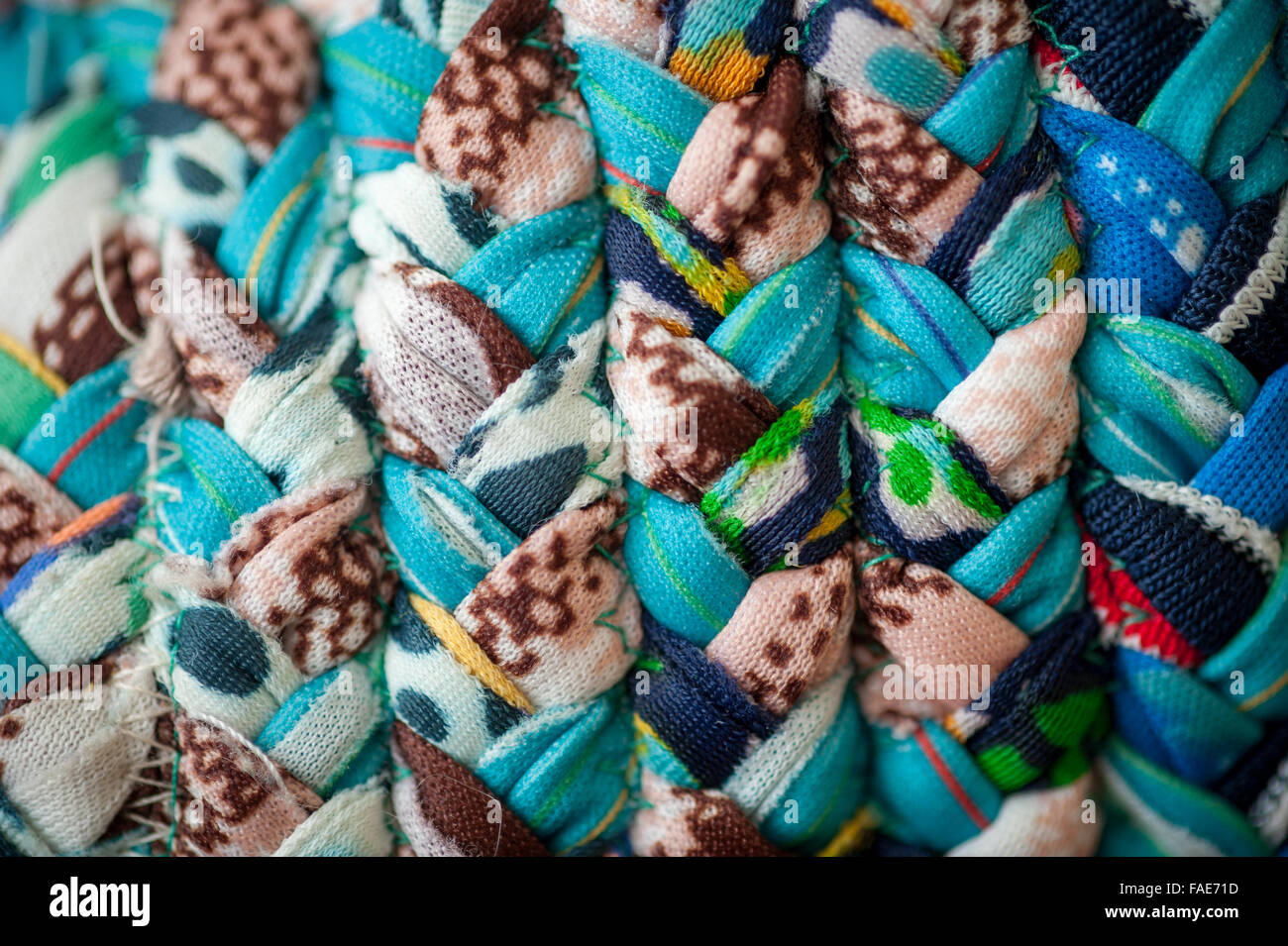Braided rug close up. Stock Photo