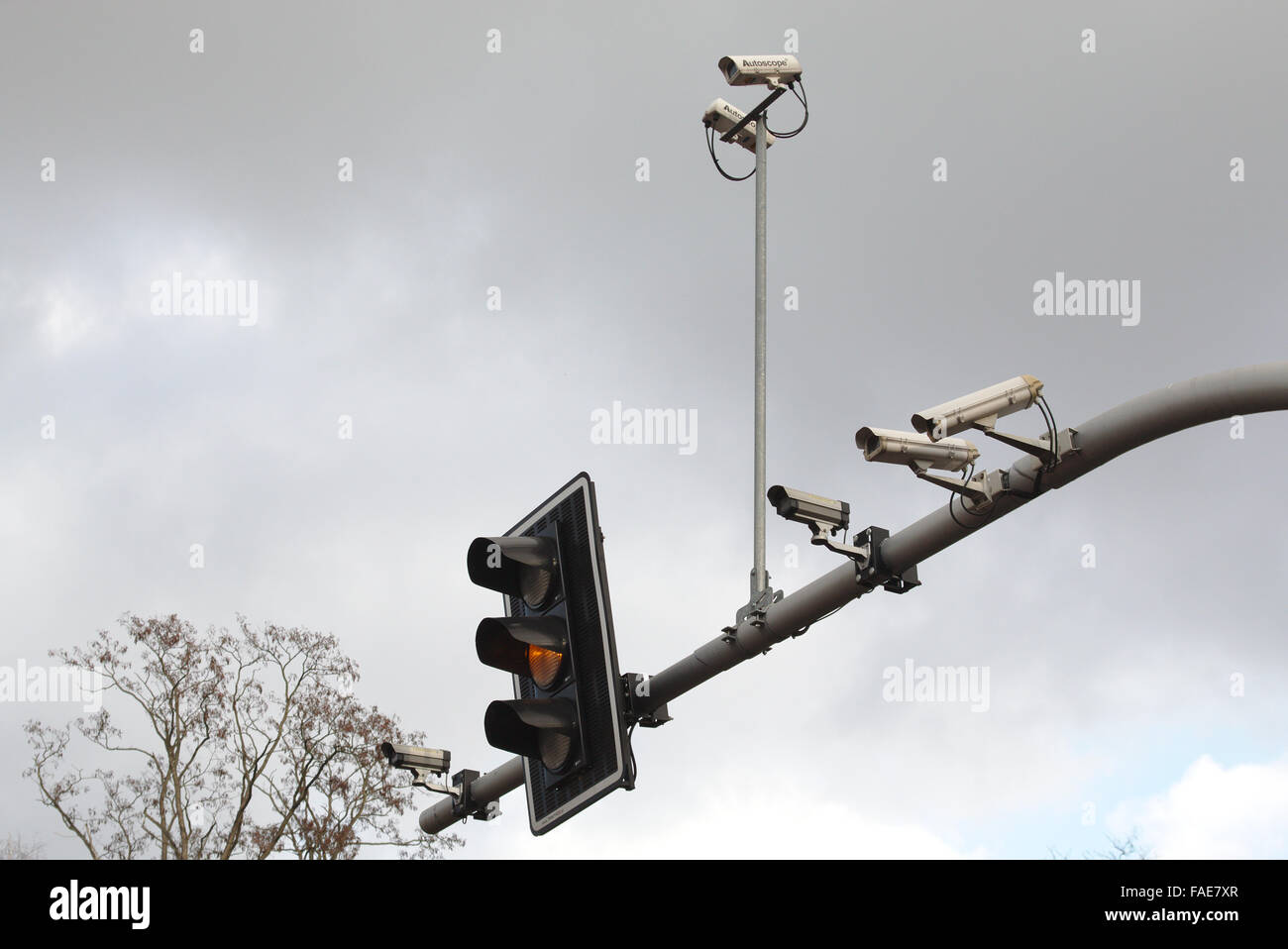 Traffic lights with surveillance cameras Stock Photo Alamy
