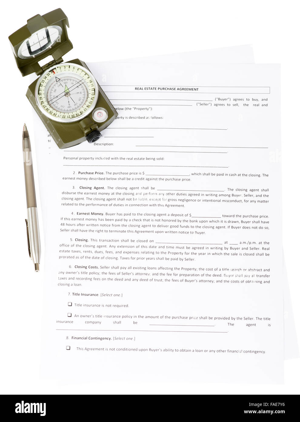 Documents with compass Stock Photo - Alamy