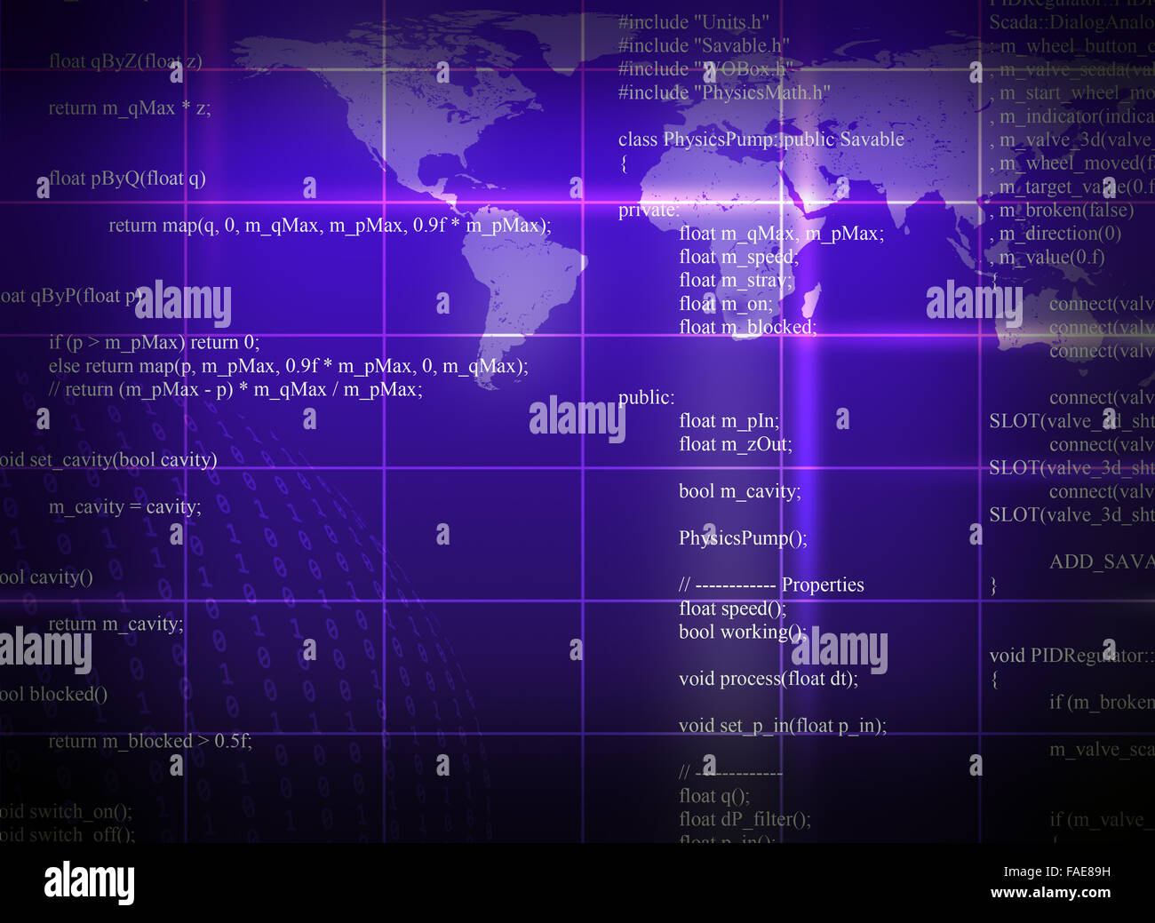 Abstract blue background with world map Stock Photo - Alamy
