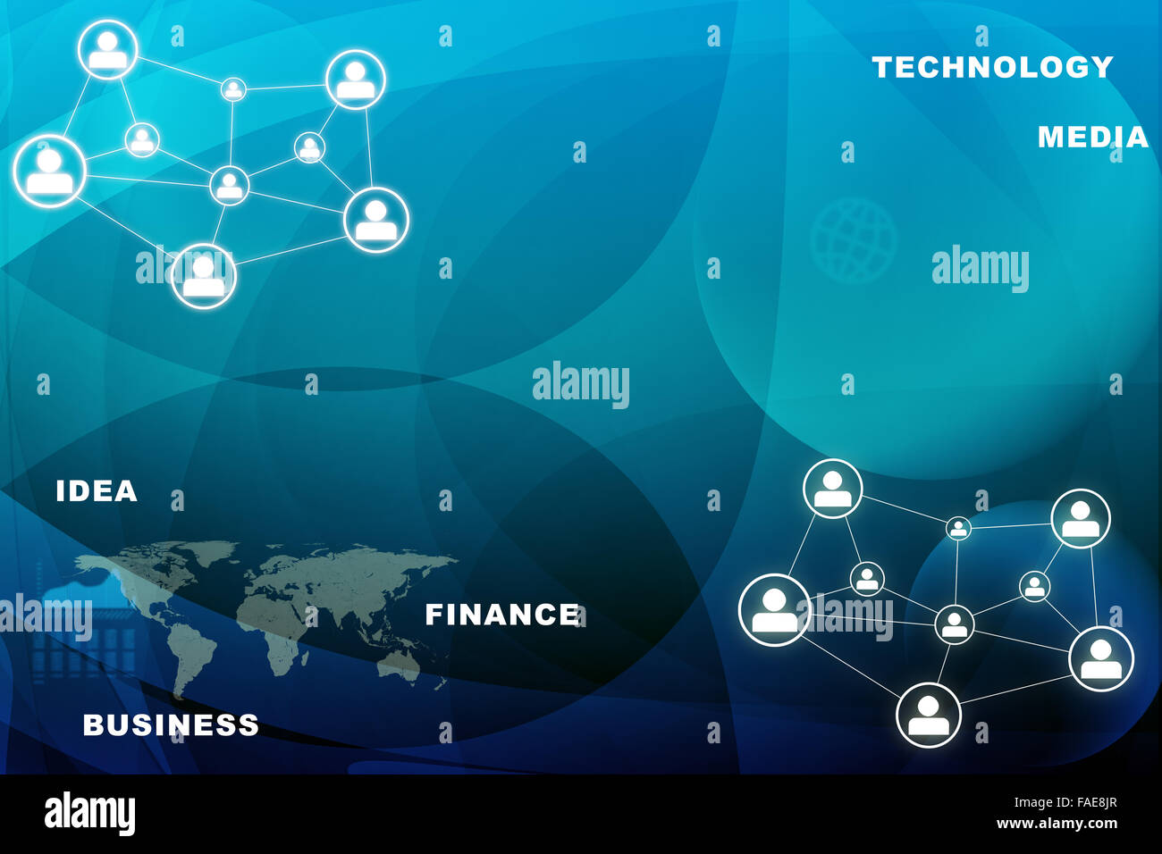 Abstract blue background with world map Stock Photo - Alamy