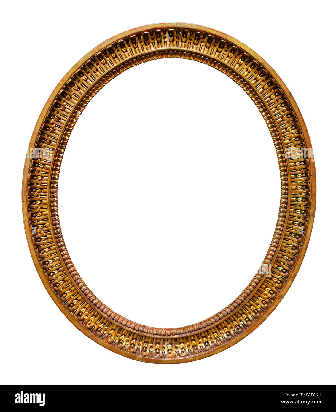 Oval picture gilded frame. Isolated on white Stock Photo