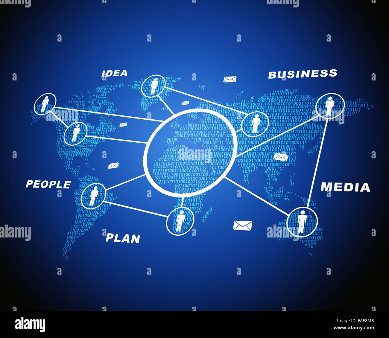 Abstract blue background with world map Stock Photo - Alamy