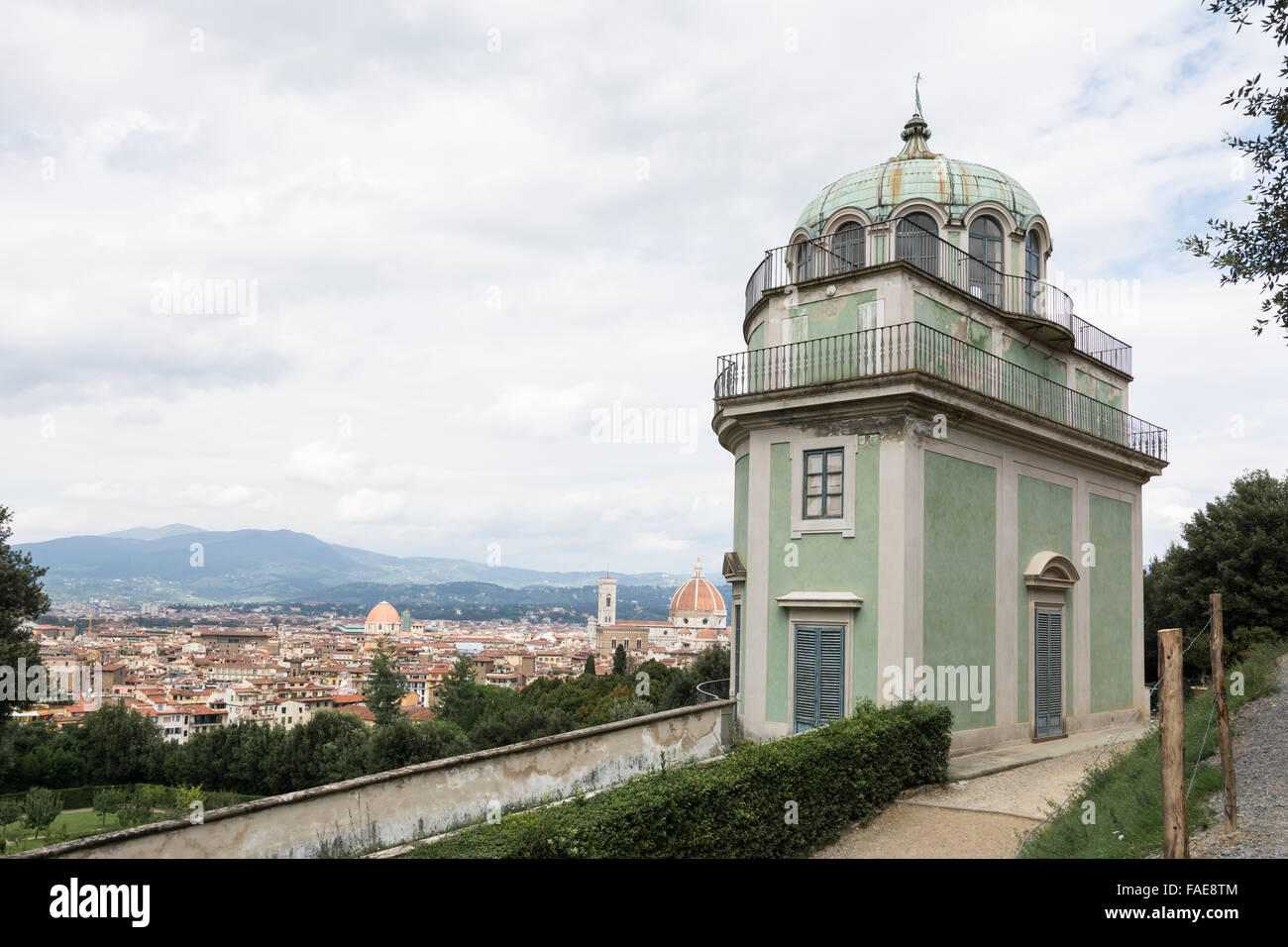Florence,Italy-August 26,2014:View of the Kaffeehaus site and Florence skyline from Boboli's gardens in Florence-Italy during a Stock Photo