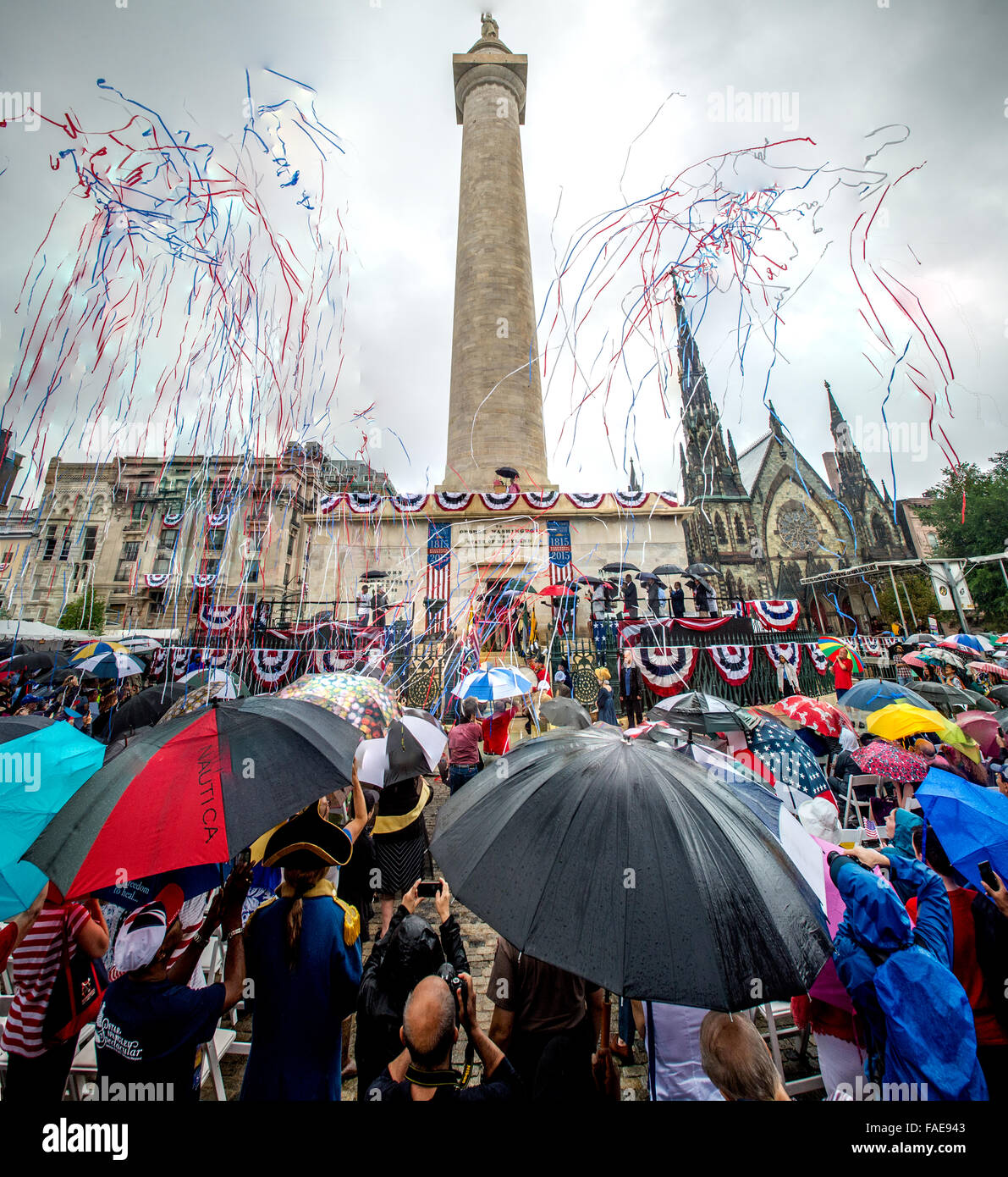 Rededication of the Washington Monument in Baltimore MD on the Fourth of July 2015 Stock Photo