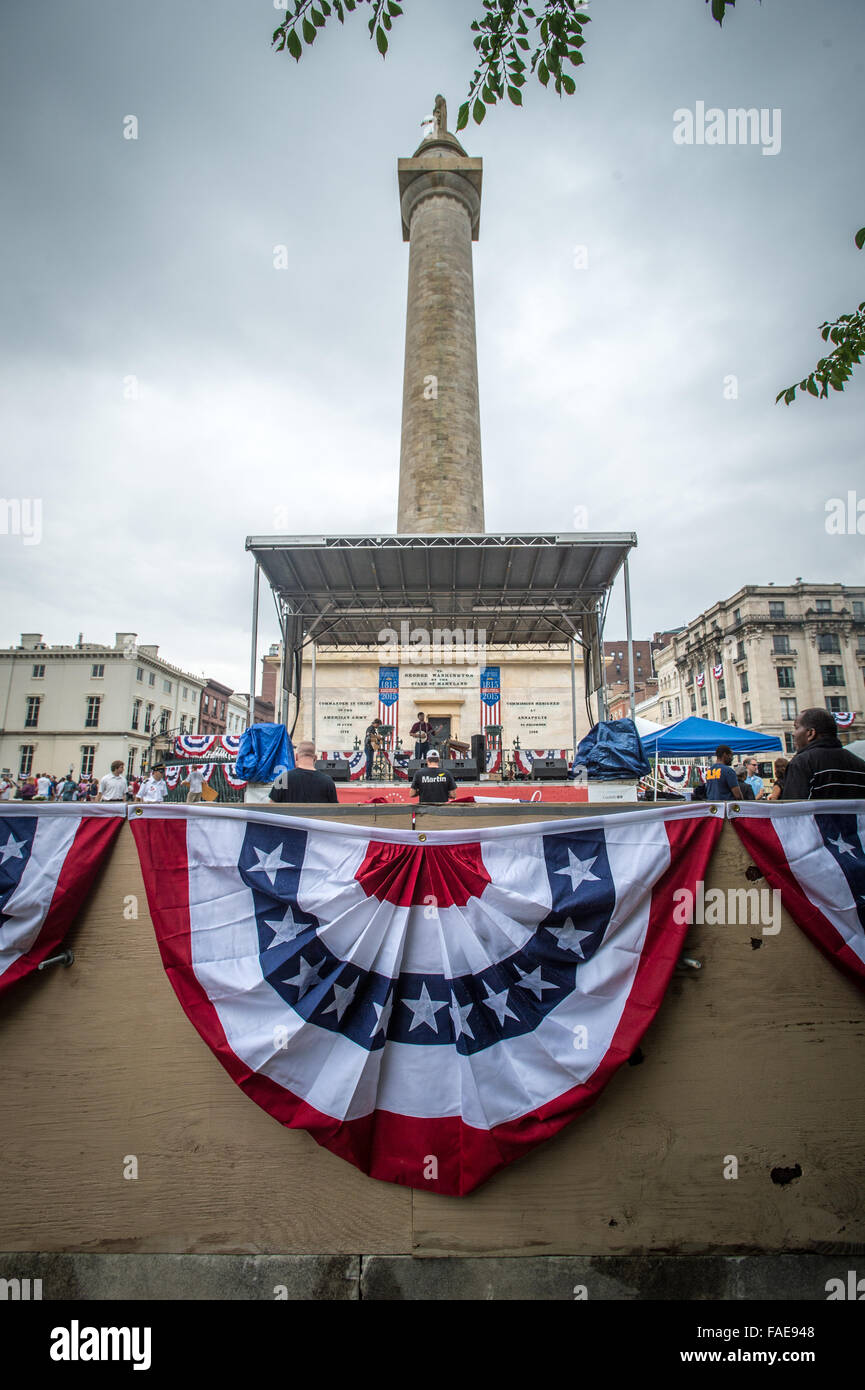 Rededication of the Washington Monument in Baltimore MD on the Fourth of July 2015 Stock Photo