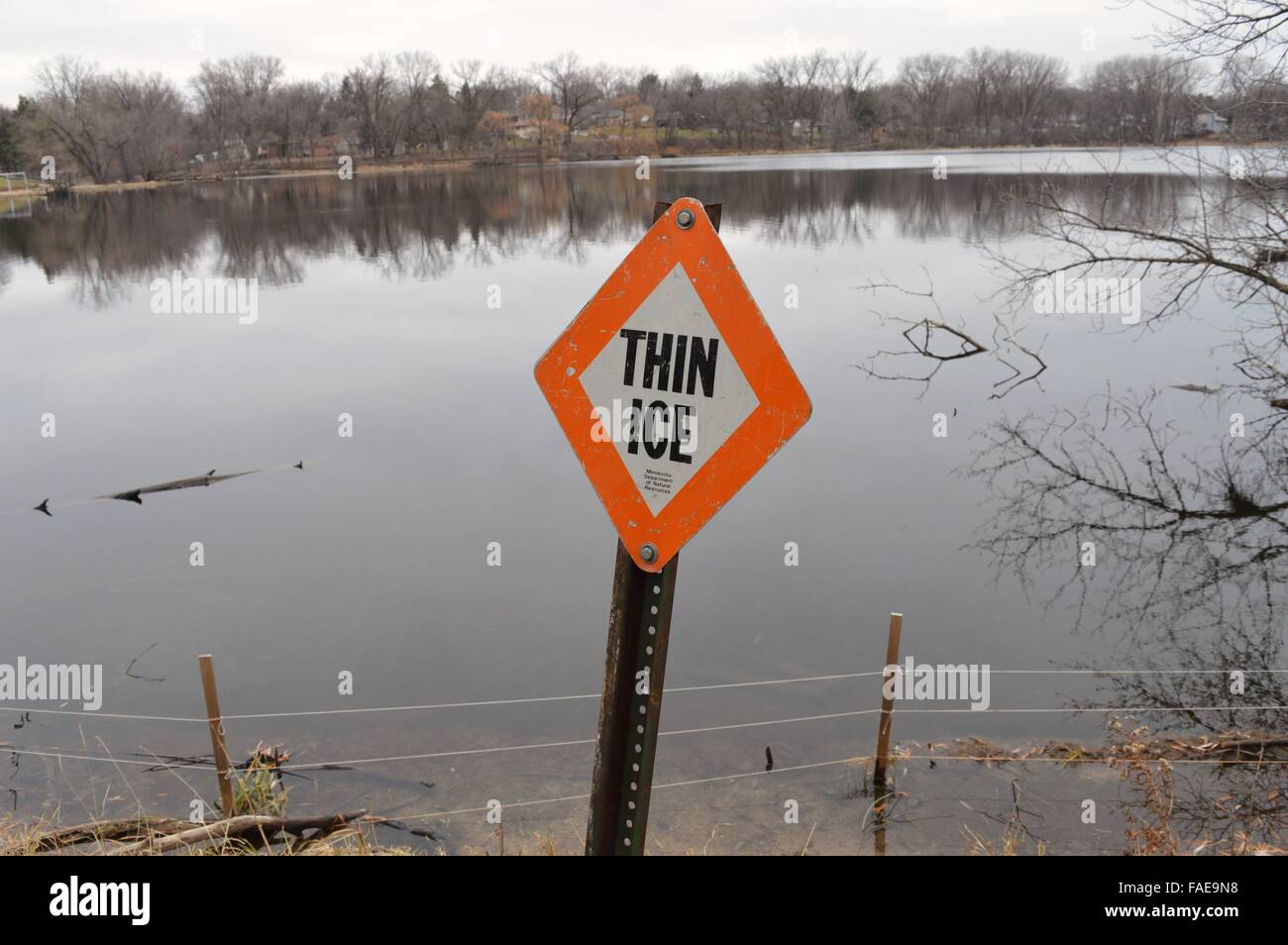 Thin Ice Sign Stock Photo - Alamy