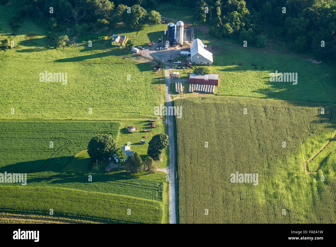 Aerial view of agricultural land in Harford County, Maryland Stock