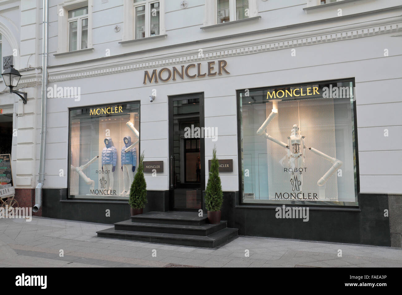 The Moncler store on Stoleshnikov Pereulok or Stoleshnikov Lane, Moscow,  Russia Stock Photo - Alamy