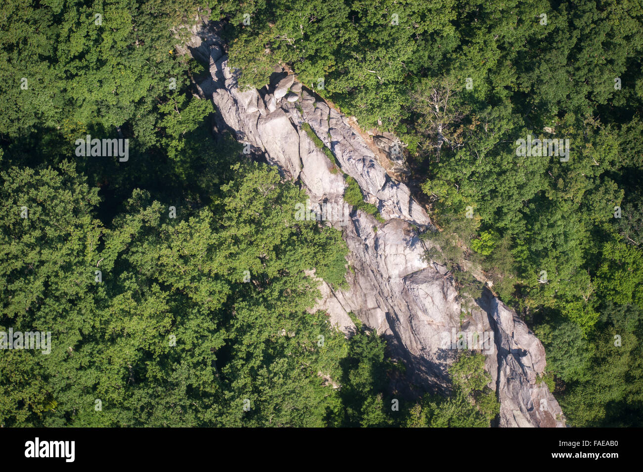 Aerial view the King & Queen seat in Rocks State Park, MD Stock Photo