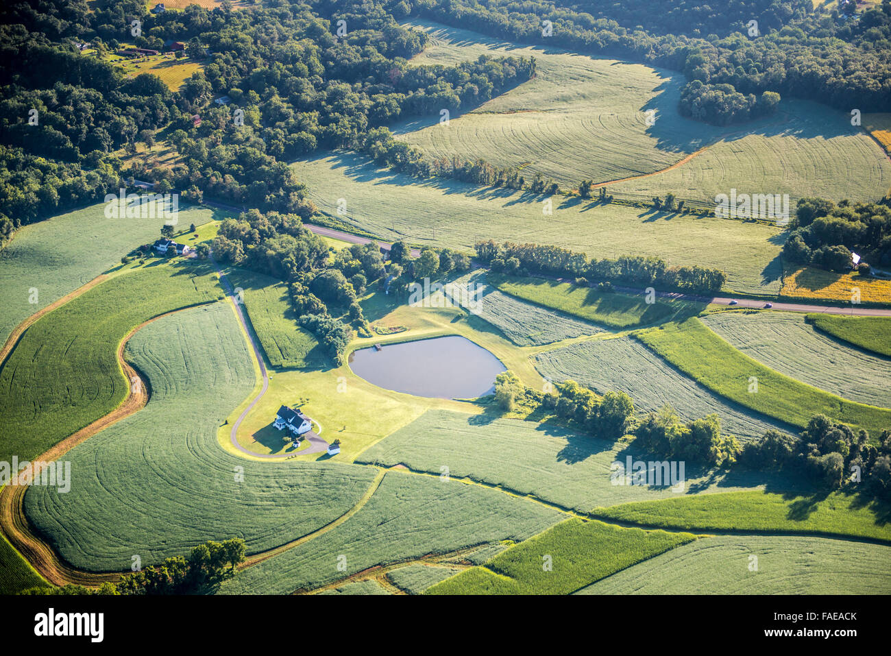 Aerials over Harford County, MD.Aerial view of Maryland Farmland Stock