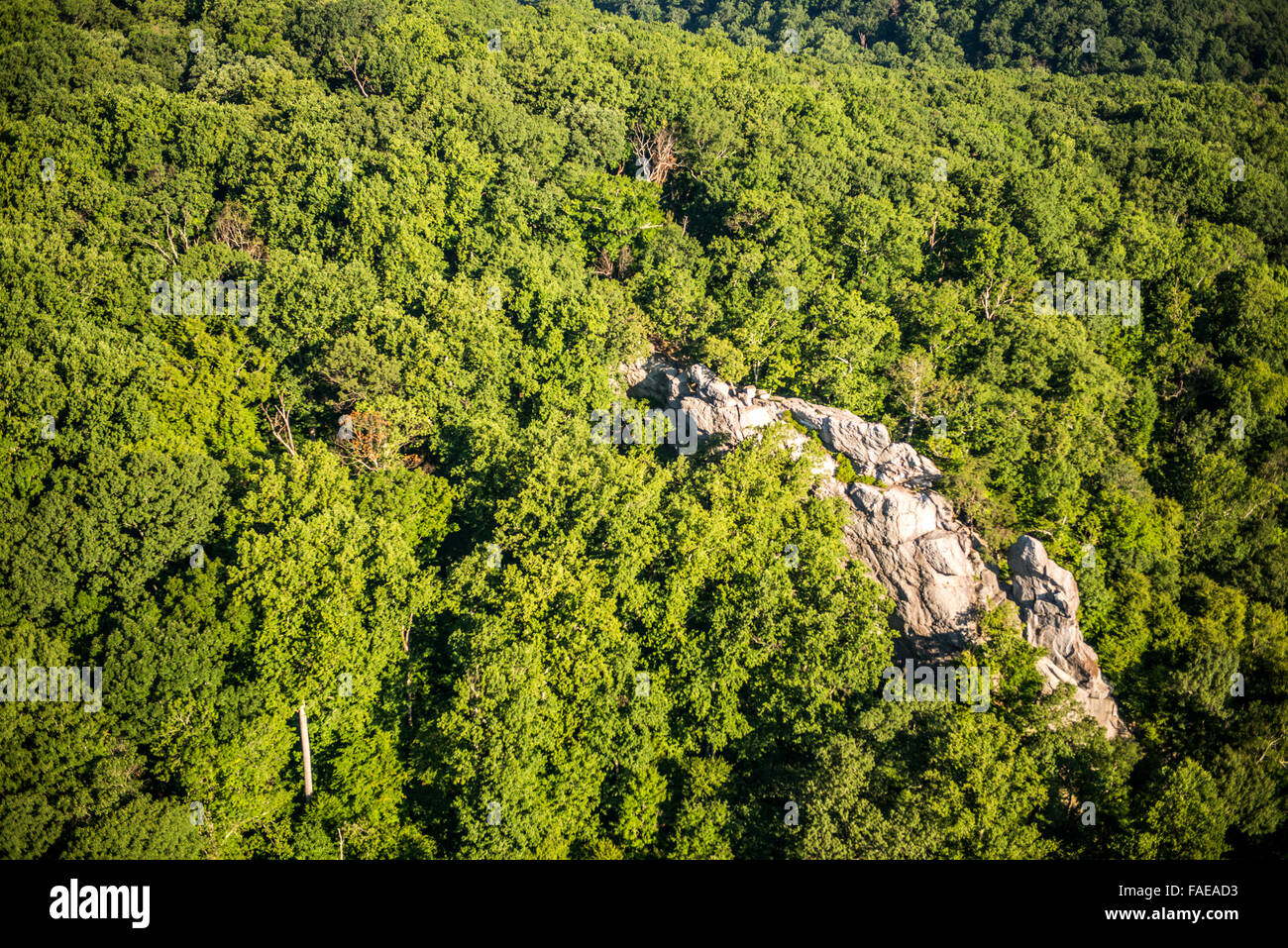 Aerial view the King & Queen seat in Rocks State Park, MD Stock Photo