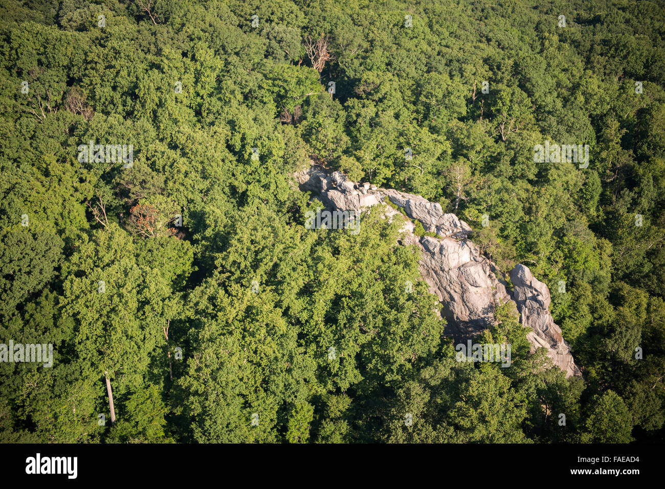 Aerial view the King & Queen seat in Rocks State Park, MD Stock Photo