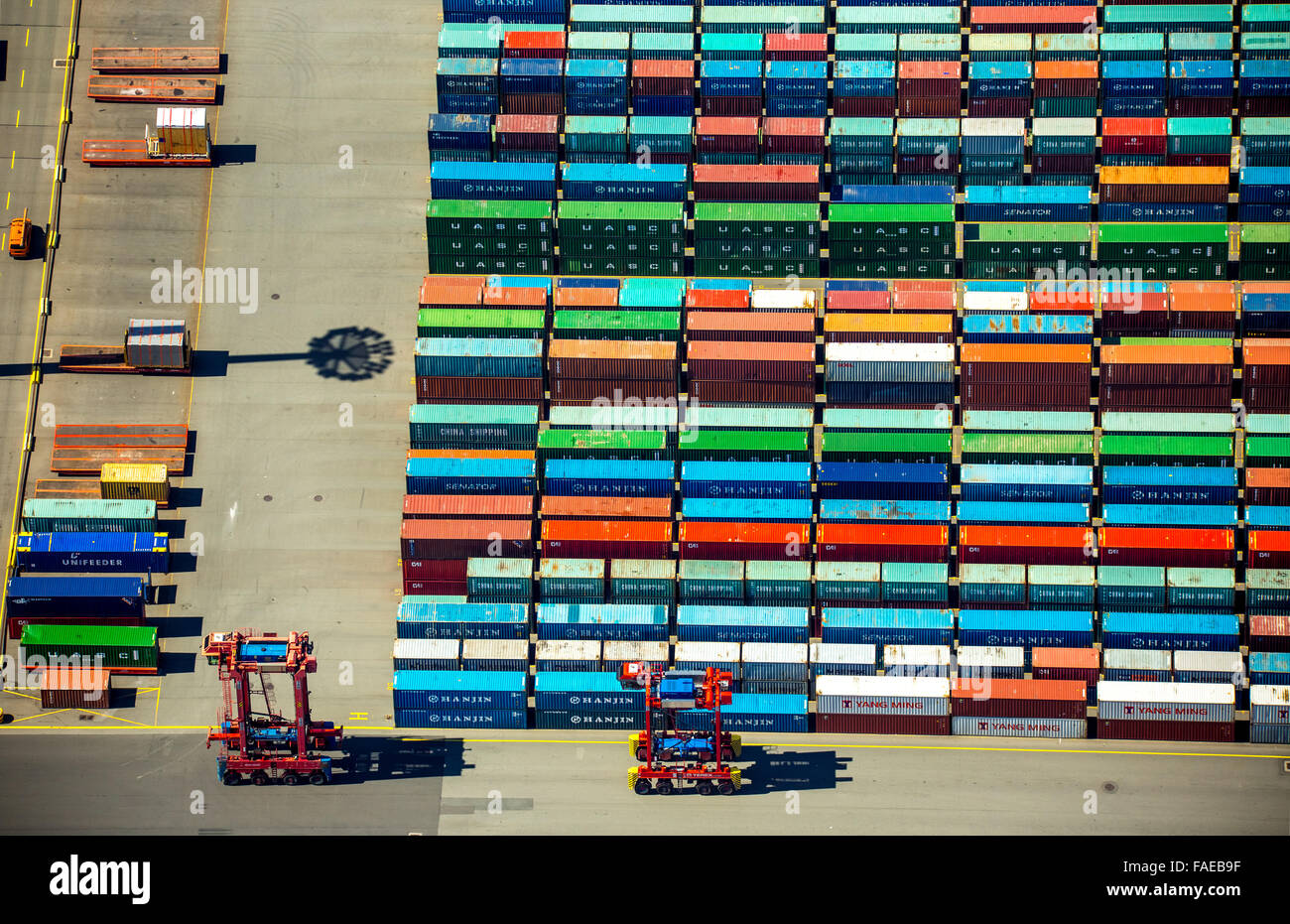 Aerial view, container loading, container gantry cranes, container ...