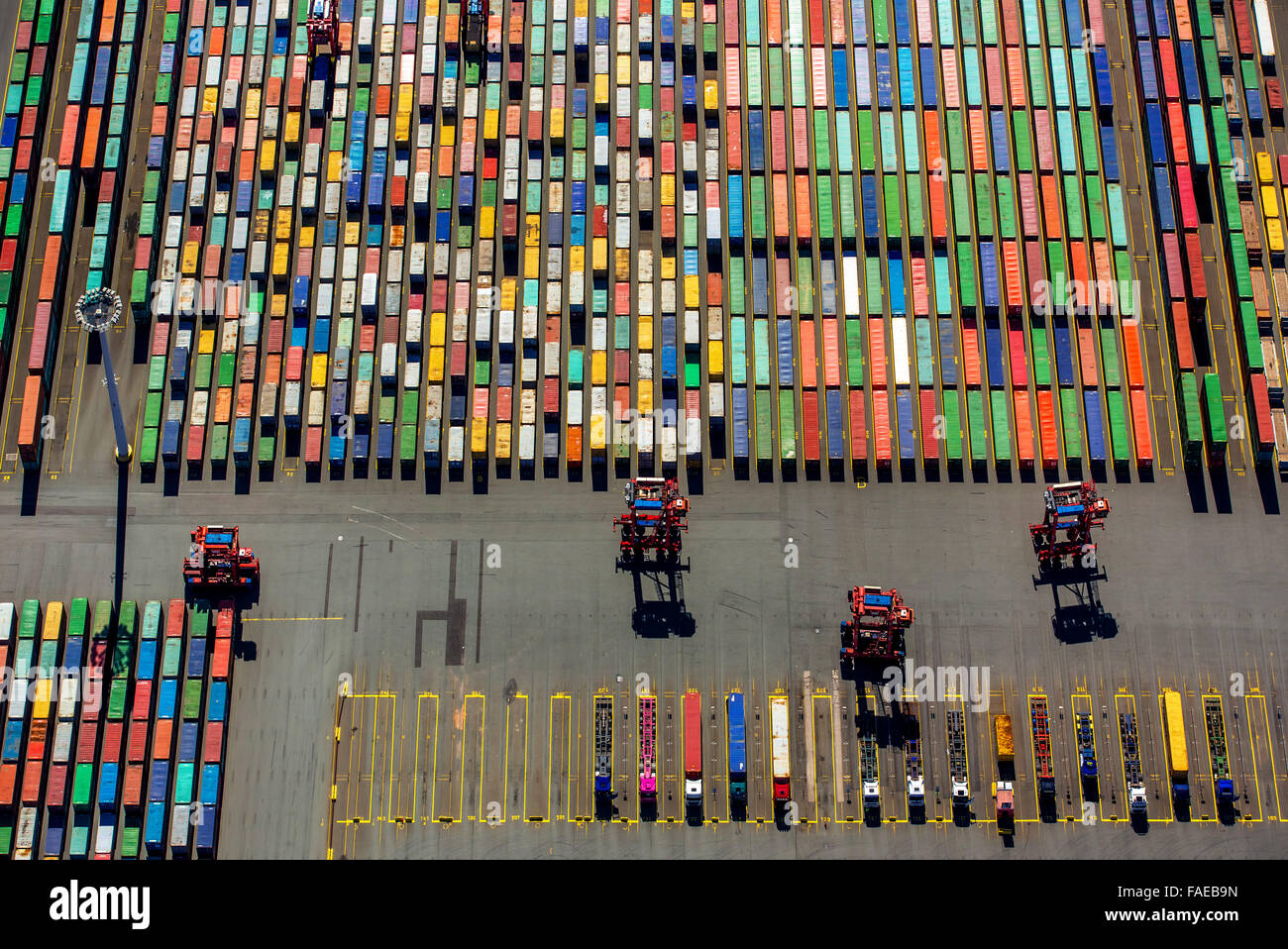 Aerial view, container loading, container gantry cranes, container