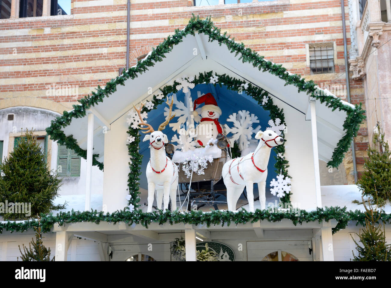 The Christmas decoration in Verona city, Italy Stock Photo