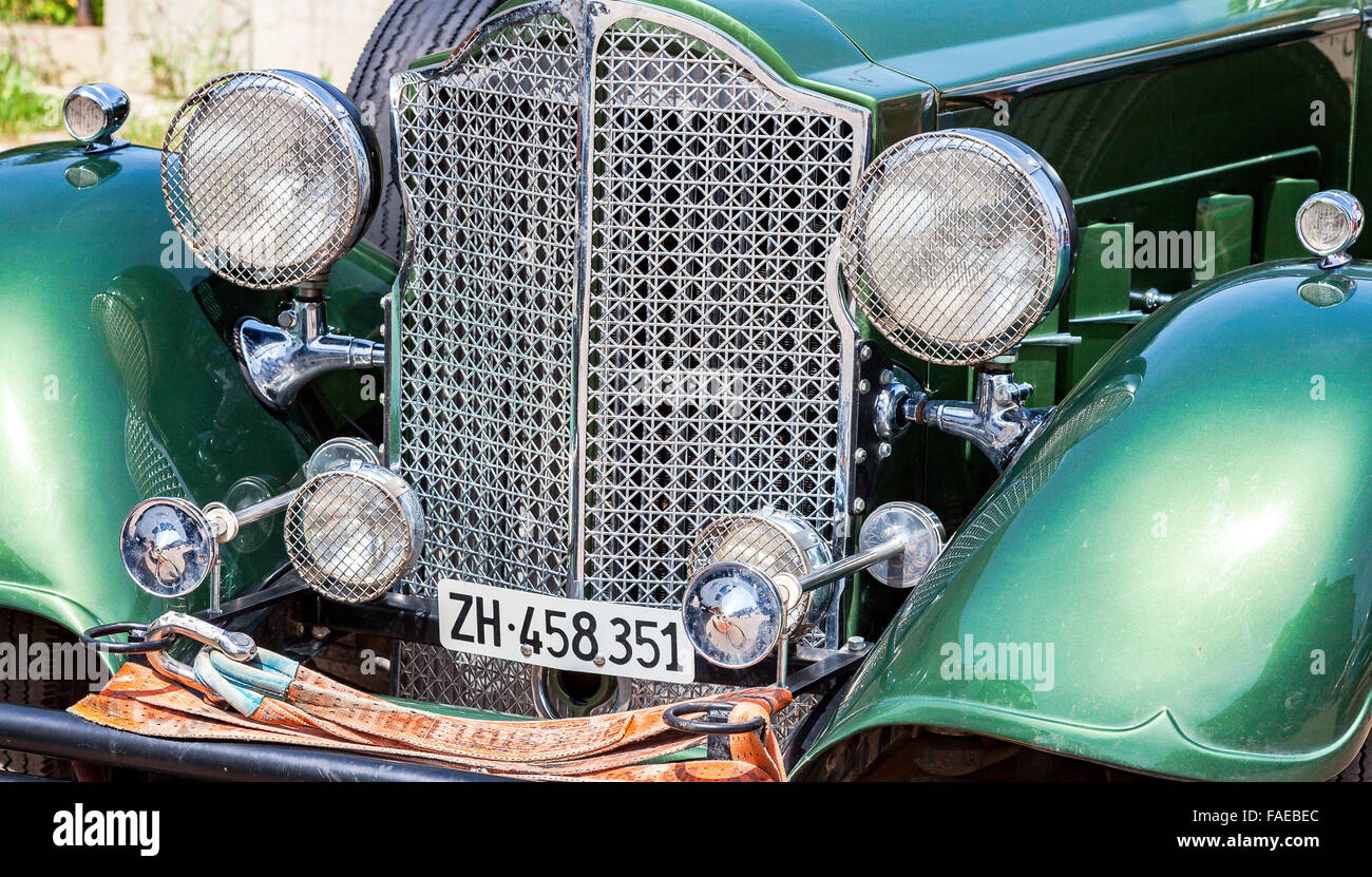 The front part of a retro car Packard Convertible Sedan 1934 year Stock Photo
